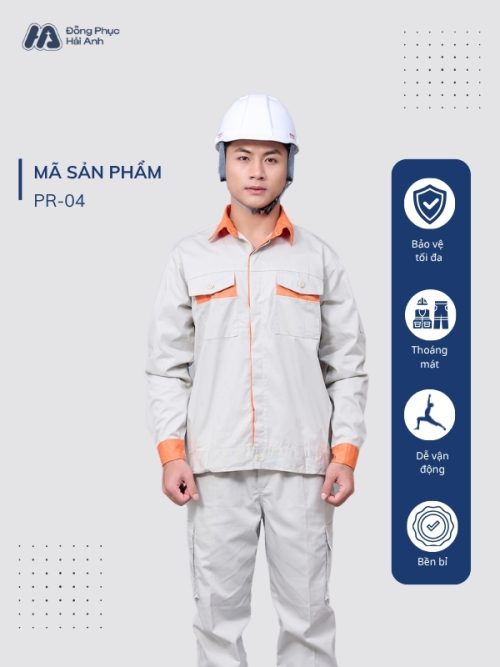 Mẫu Đồng Phục Bảo Hộ Lao Động Vải Pangrim 2.1 Mã 04 Màu Ghi - 1