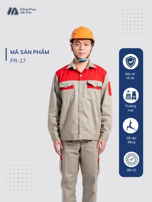 Mẫu Đồng Phục Bảo Hộ Lao Động Vải Pangrim 2.1 Mã 17 Màu Xám - 1