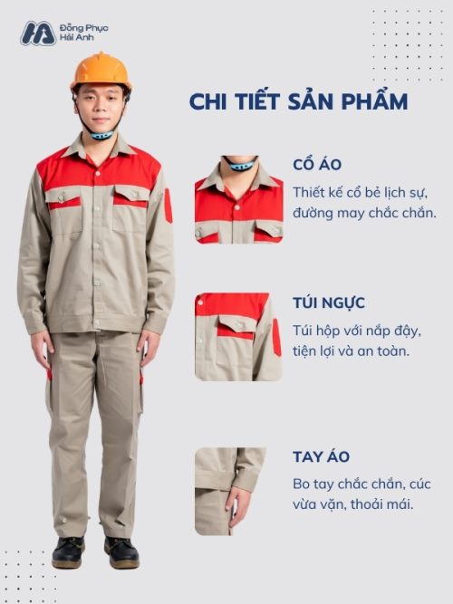 Mẫu Đồng Phục Bảo Hộ Lao Động Vải Pangrim 2.1 Mã 17 Màu Xám - 2