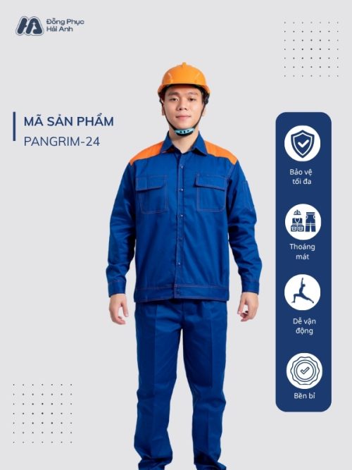 Mẫu Đồng Phục Bảo Hộ Lao Động Vải Pangrim 2.1 Mã 24 Màu Bích - 1