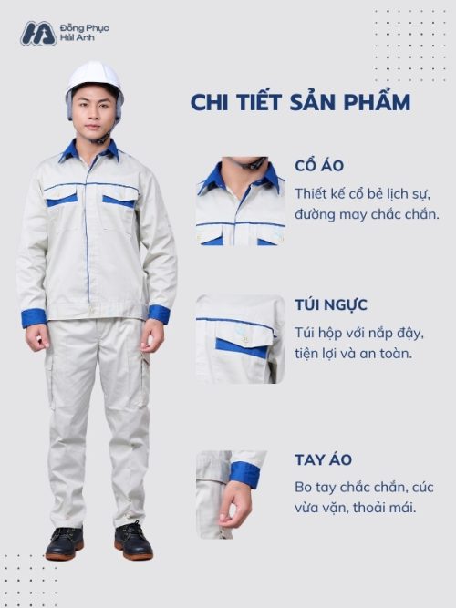 Mẫu Đồng Phục Bảo Hộ Lao Động Vải Pangrim 2.1 Mã 27 Màu Xám Nhạt - 2