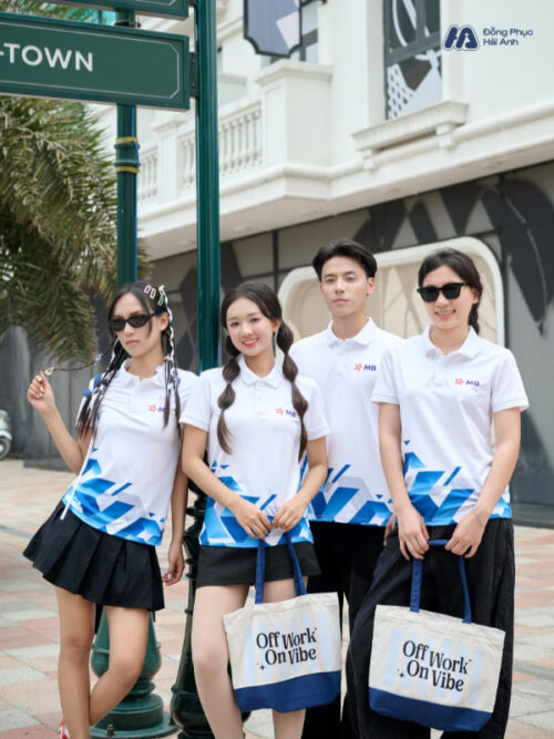 Mẫu Áo Thun Polo Đồng Phục Summer Crew Màu Trắng MB Bank - 1