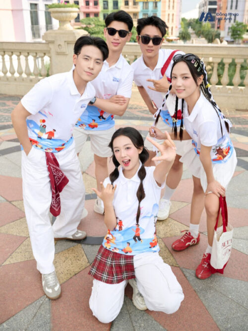 Mẫu Áo Thun Polo Đồng Phục Summer Crew Màu Trắng Phối Xanh - 2