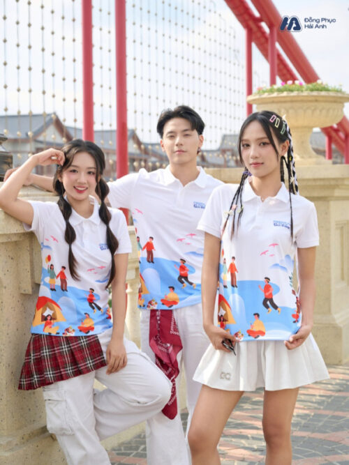 Mẫu Áo Thun Polo Đồng Phục Summer Crew Màu Trắng Phối Xanh - 1