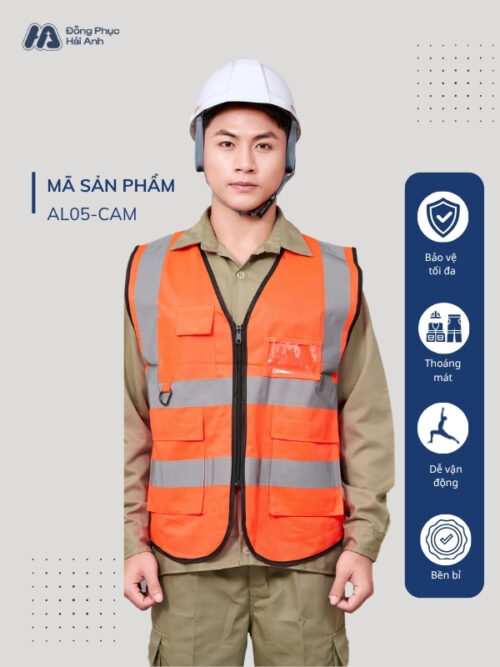 Mẫu Đồng Phục Áo Lưới Bảo Hộ Lao Động Mã 05 Màu Cam - Hình 1